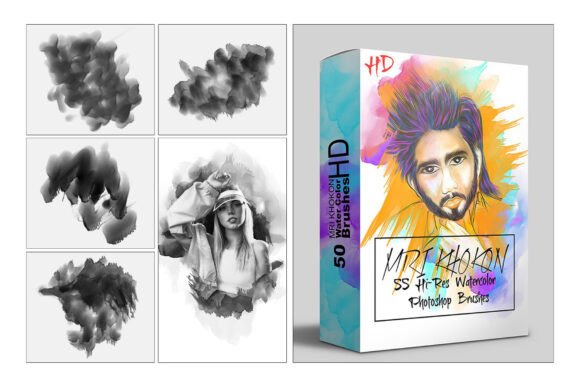 50 Hi-Res Watercolor Photoshop Brushes for Creative Digital Art