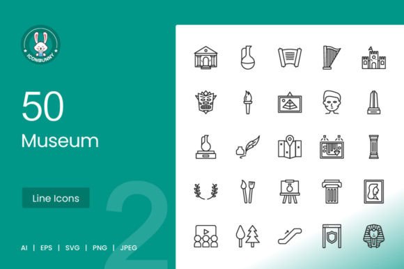50 Museum Line Icons for Modern Design Needs