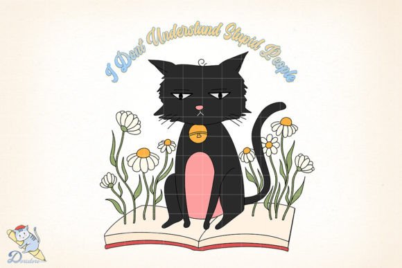 Cute Black Cat and Books: A Versatile Digital Illustration for Creative Projects