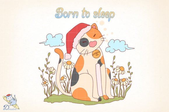 Cute Cat Born to Sleep: A Delightful Digital Art Experience