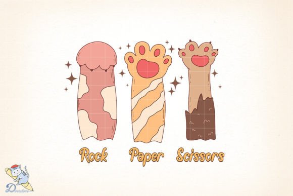 Funny Cat Rock Paper Scissors: A Creative Digital Illustration for Versatile Use