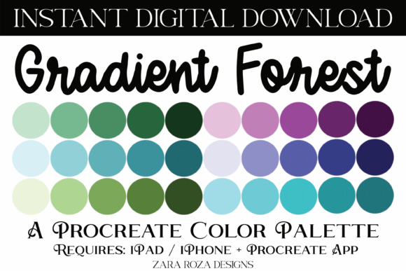 Gradient Forest Procreate Color Palette: Elevating Digital Art with Nature-Inspired Hues