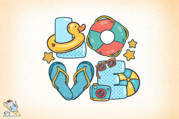 Love Summer: A Freehand Watercolor-Inspired Digital Design Asset