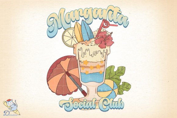 Margarita Social Club: Vintage Beach Art for Creative Projects