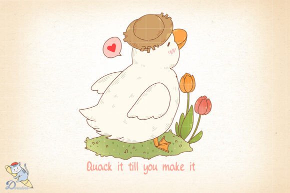 Quack It Till You Make It: Cute Duck Digital Art for Print