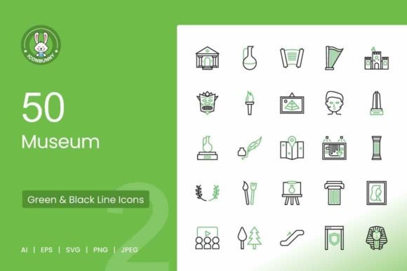 Unlocking Creativity with 50 Museum Green Black Icons: A Versatile Design Resource