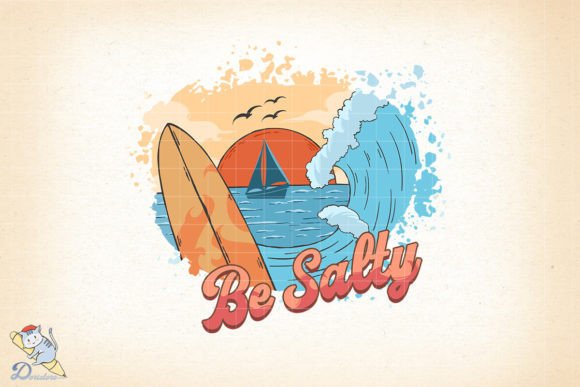 Vintage Beach, Be Salty: A Nostalgic Digital Artwork